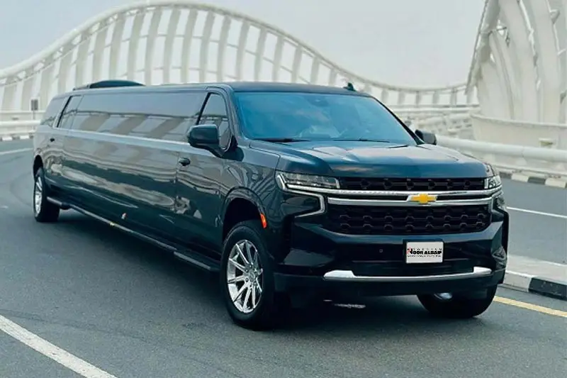 https://chauffeurcarhiredubai.com/wp-content/uploads/2024/11/Chevrolet-Suburban-Kohinoor-Edition-Limo.webp