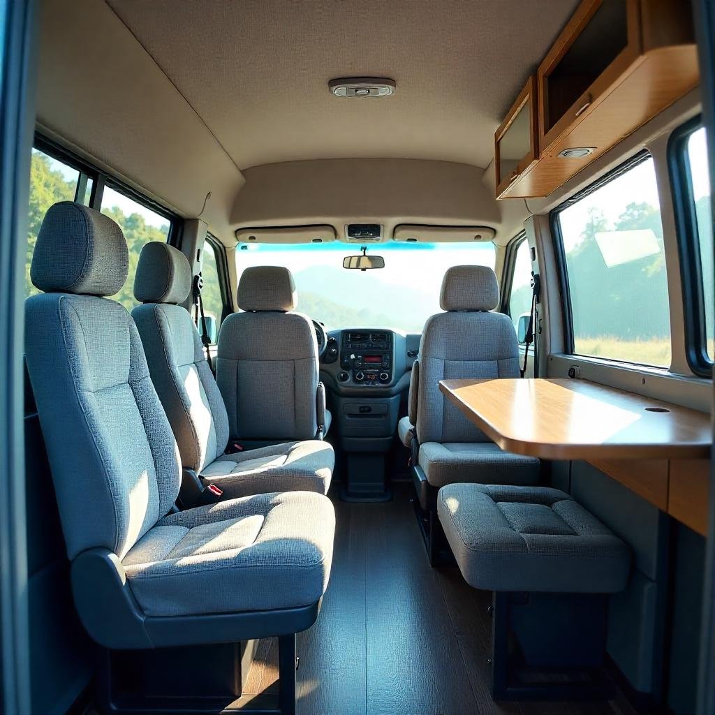 Mercedes V Class white interior with table