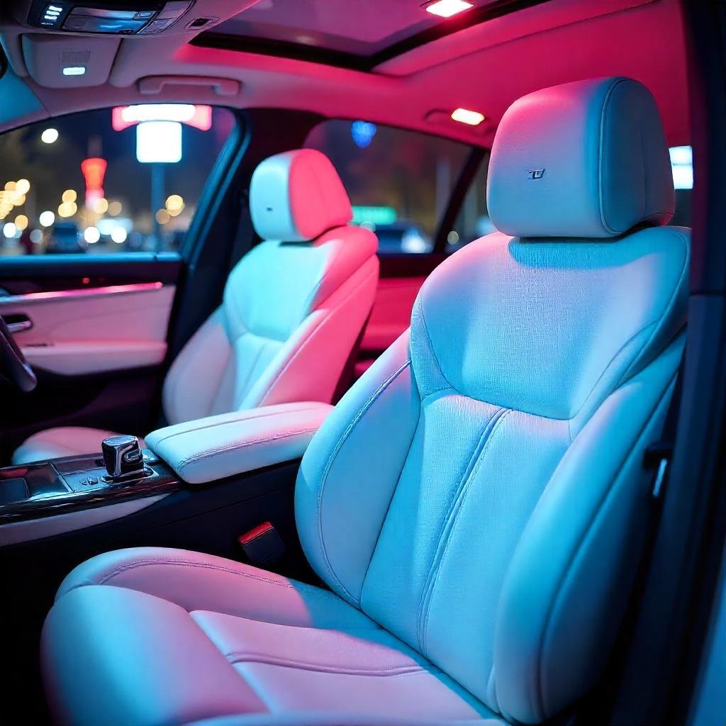 bmw 7 series white interior with pink lights