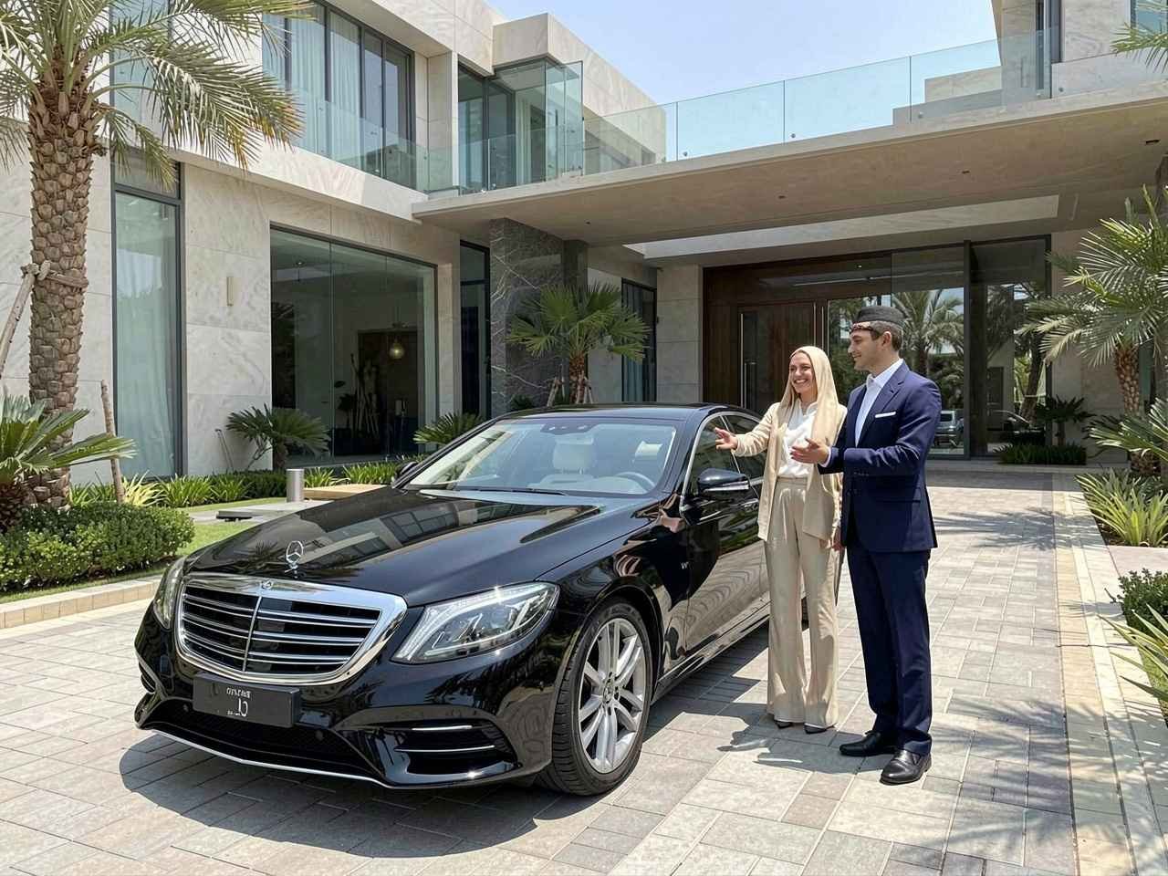 Chauffeur service for luxury real estate property tours in Dubai