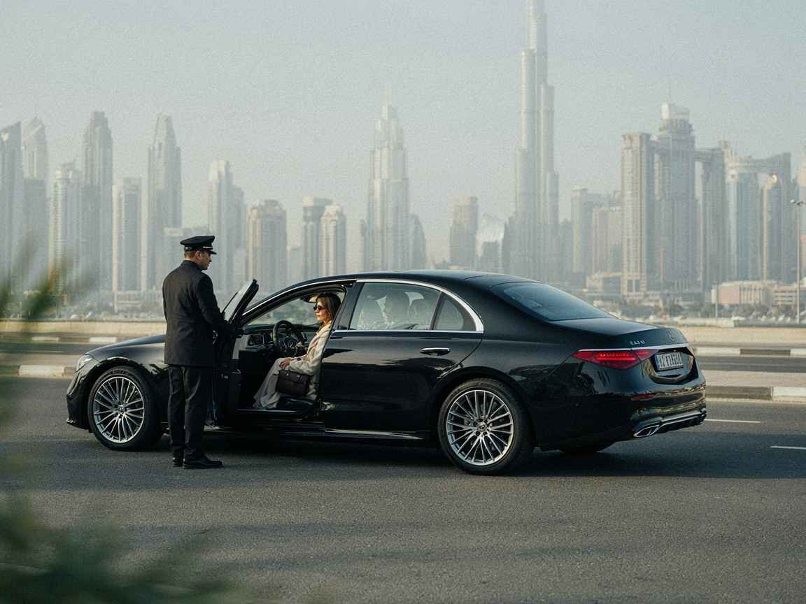 Climate-controlled luxury car for winter travel in Dubai