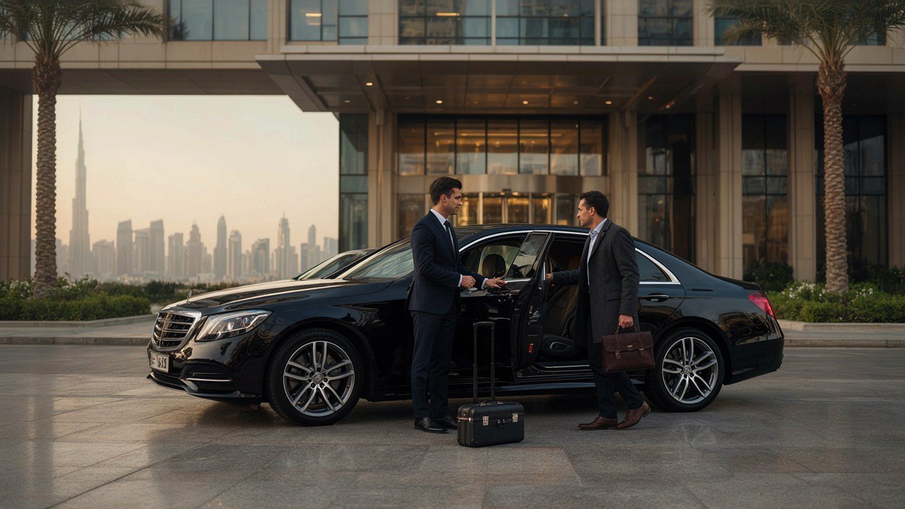 Chauffeur service Dubai pricing with luxury car and professional driver