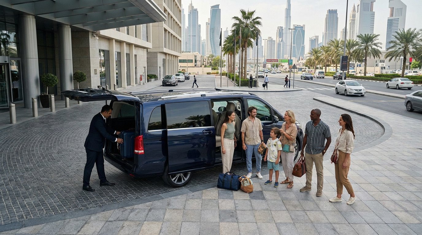 Private van rental for group travel in Dubai