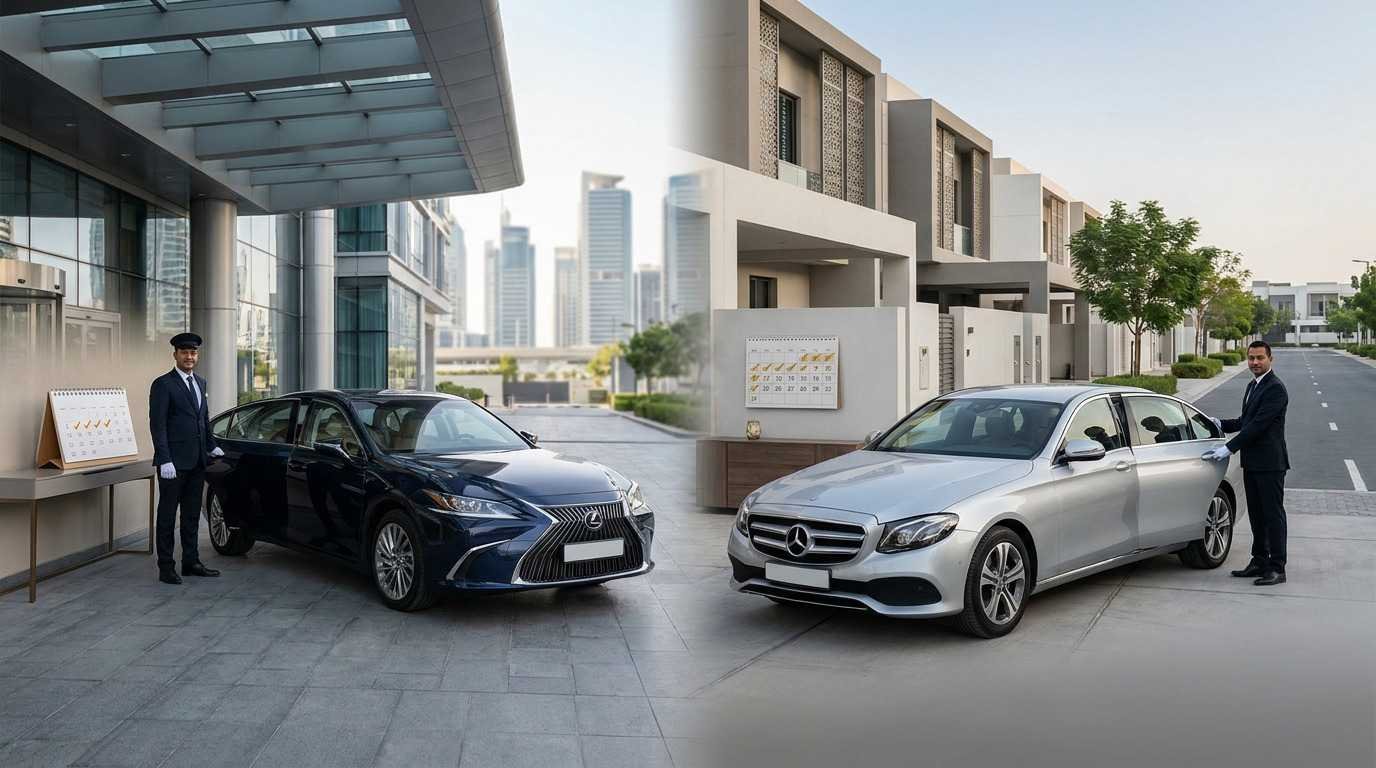 Comparison of daily and monthly chauffeur-driven car bookings in Dubai