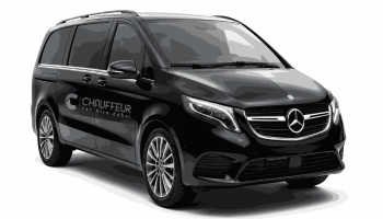 Black Mercedes Viano 2025 luxury MPV on a white background with a soft shadow, offering premium chauffeur service, airport transfers, corporate travel, and executive transportation in Dubai.