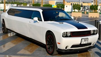 Dodge Challenger SRT Limousine chauffeur car hire dubai