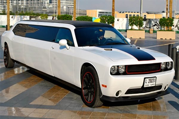 Dodge Challenger SRT Limousine chauffeur car hire dubai