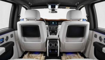 White Rolls Royce Cullinan 2026 back seat white interior