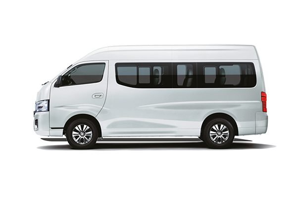 white Nissan Urvan 12 seater 2025 chauffeur service