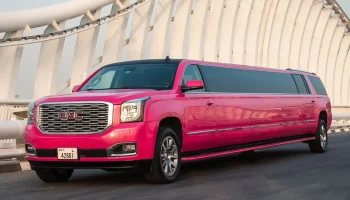 Hire Chauffeur Driven GMC Yukon Limousine Pink Edition In Dubai